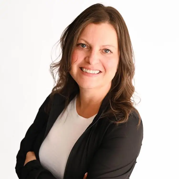 Co-founder of the IVy Collective in Pawnee, Illinois Jennifer Lambert posing against white background